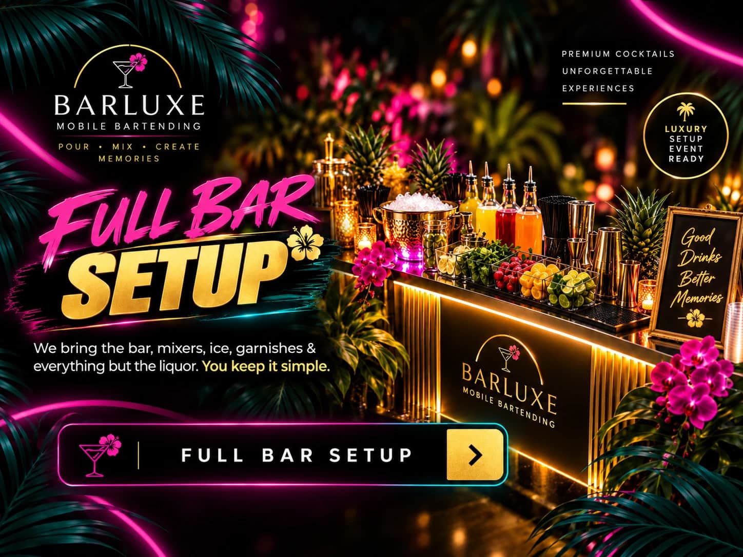 BarLuxe promotional artwork: Full Bar Setup