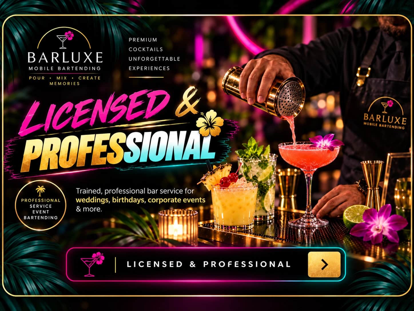 BarLuxe promotional artwork: Licensed & Professional