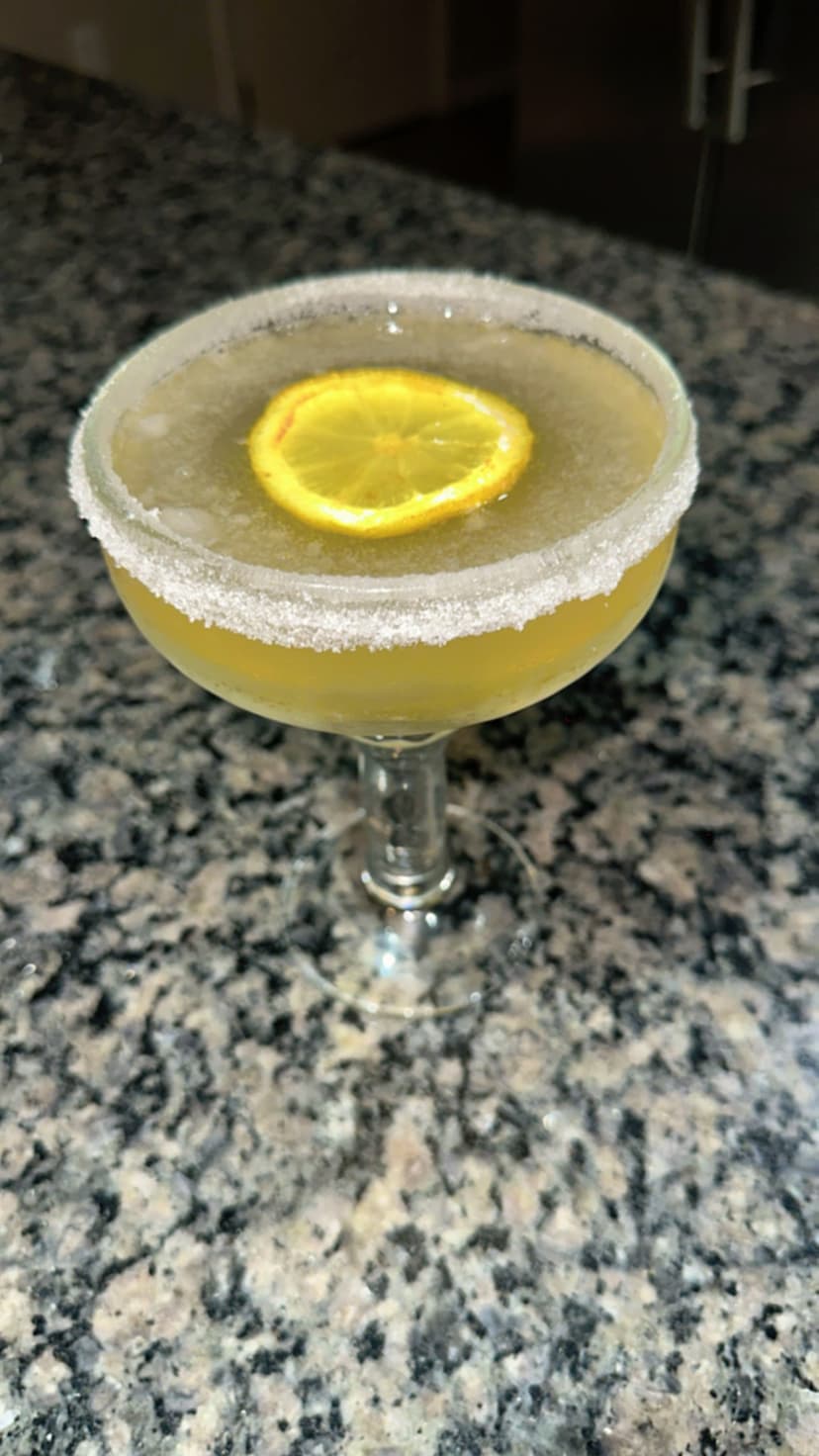 Lemon cocktail with a sugared rim